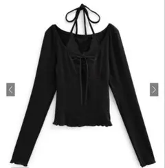 レイヤード風ホルターネックリボンメロウトップス