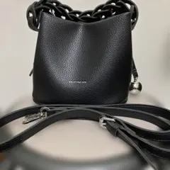OUPINPAN ブラック ショルダーバッグ、チェーンハンドル取り外し可能