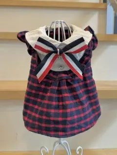 犬服★トリコロールワンピース★Sサイズ中古