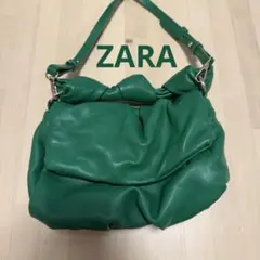 ZARA グリーン ショルダーバッグ　カバン　ハンドバッグ