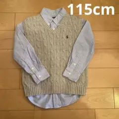 説明欄をお読みください。 ラルフローレン　115cm ベスト　ブルーシャツ