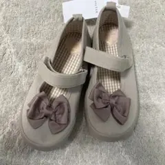 エニィファム　ベージュ リボン付き キッズシューズ 21cm