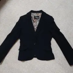 CECIL McBEE テーラードジャケット ブラック M　レオパード柄のサムネイル