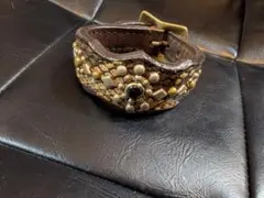 レザー ブレスレット　スタッズ　パイソン