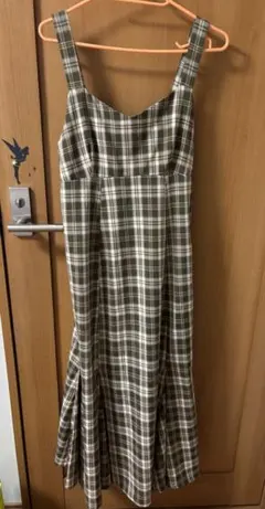 archives キャミソールワンピース マーメイド　チェック　ブラウン　カーキ