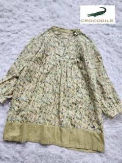 クロコダイル　花柄　スキッパーブラウス　チュニック