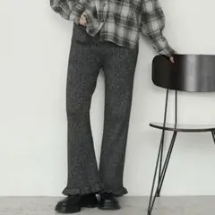forksy. エブリデイリブニットフリルパンツ