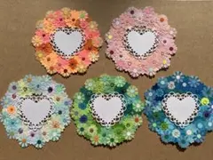 クラフトパンチ　お花のリースとメッセージカード③ 5個セット　アルバム　装飾