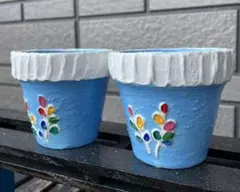 処分価格　素焼き2.5号　リメイク鉢2個セット