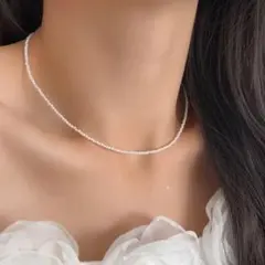 パールネックレス 小粒パール シンプル アクセサリー 上品 韓国ファッション