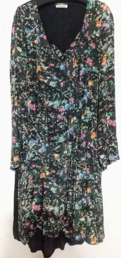 ザディグエヴォルテール花柄長袖ひざ丈ワンピース