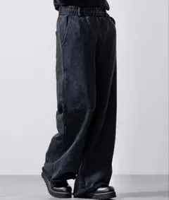 CLEL ヘビーウェイト ヴィンテージデザインスウェットパンツ　ブラック系/S