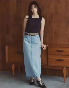 美品★Mila Owen 後ベンツストレートマキシデニムスカート