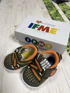 IFME スニーカー 12cmオリーブグリーン/オレンジ