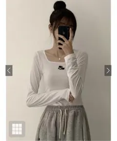 ホワイト長袖Tシャツ GRL 背中開き