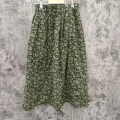 サマンサモスモス　黒✕花柄　Wゴムフレアスカート　W66