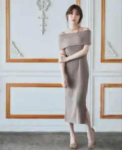 【美品】Her lip to オフショルダーリブニットワンピース M