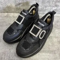 【極美品】MUUM ムーム★ビジュー付き★厚底スニーカー ブラック【24cm】