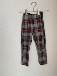 チェック柄 長ズボン グレー 赤 116 レギンス スパッツ キッズ 女の子