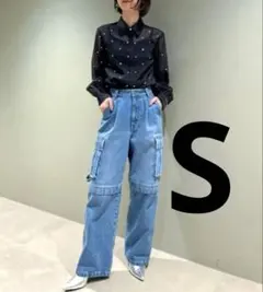 lily brownブルー デニム カーゴパンツのサムネイル