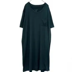 リアルエッセンシャルズ ワンピース 半袖 XL 深緑 合繊 ルームウェア