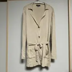 ランバンコレクション　ロングカーディガン 共ベルト付き　ベージュのサムネイル