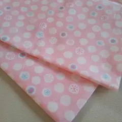 ピンク 水玉 花柄 綿プリント生地