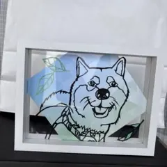 柴犬切り絵　フレーム付き