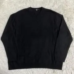 【美品】UNIQLO:C カシミヤ100% Vネック ニット ブラック Lサイズ