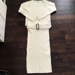 SLY ホワイトリブ編みタイトスカートセットアップ