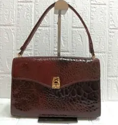 ハンドバッグ　ショルダーバッグ　ボルドー　レトロ　ヴィンテージ