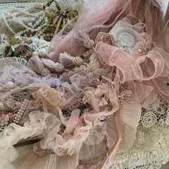 ♡ フランスアンティーク カーテンタッセル ロココリボン ピンク 