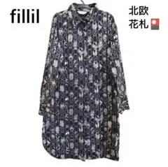 fillil フィリル 北欧 和風 和柄 花札柄 長袖シャツワンピースのサムネイル