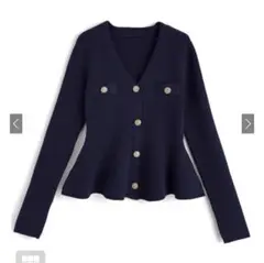 新品未使用　タグ付き　GRL Vネックペプラムニットトップス[lt114]