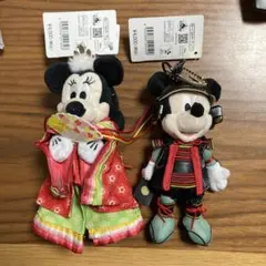 ミニーマウス お雛様風　& ミッキー ぬいぐるみキーホルダー・キーチェーン 兜