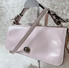 【希少】COACH 2way ショルダーバッグ がま口 ターンロック ピンク