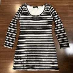 CECIL McBEE ストライプ長袖ワンピース