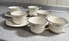 Noritake花柄銀縁コーヒーカップ&ソーサー