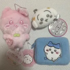 ちいかわぬいぱれっとさくらいろ　ふわふわミニポーチ　ミニがまぐち　うさぎハチワレ