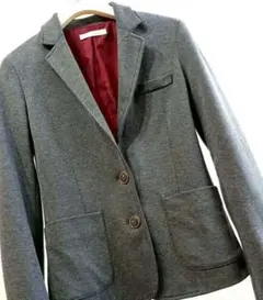 美品◆テーラードジャケット アウター　Ｓ 150相当　グレー　ドット柄 裏地