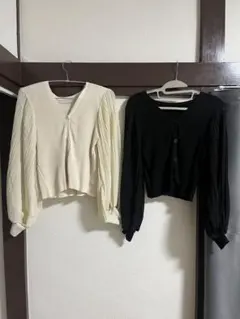 shein アイボリー・ブラック 長袖カーディガン 2点セット