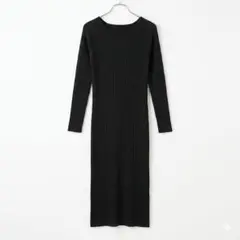 【ZARA】リブニットロングワンピース 黒 S 長袖 シンプル 着回し◎