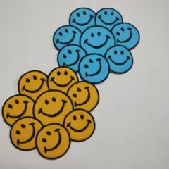 NO.195　アイロンワッペン　ワッペン　送料無料　いっぱいスマイル2枚組