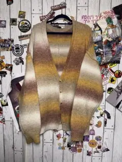 段染めグラデーションオーバーサイズ Vネック カーディガン ベージュブラウン