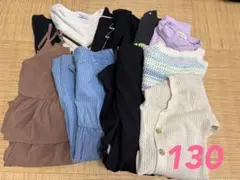 130 女の子　夏物　ワンピース　半袖Tシャツ　サロペットパンツ