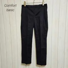 コンフォートベーシック センタープレス ストレッチパンツ 黒 L
