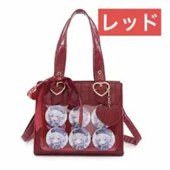 痛バッグ 赤　レッド　ショルダーバッグ 推し活 ハート クロコ風 新品