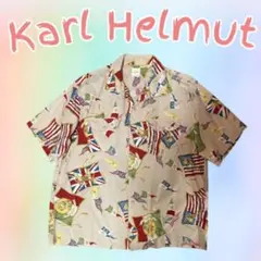 Karl Helmut 綿100% 半袖アロハシャツ 国旗、犬柄 M