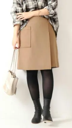 スピックアンドスパン☆ビーバーラップ風ミニスカート☆ウール