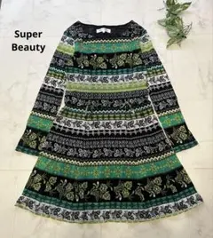 Super Beauty 総柄チュニック 花 パワーネット　サイズ40 リボン